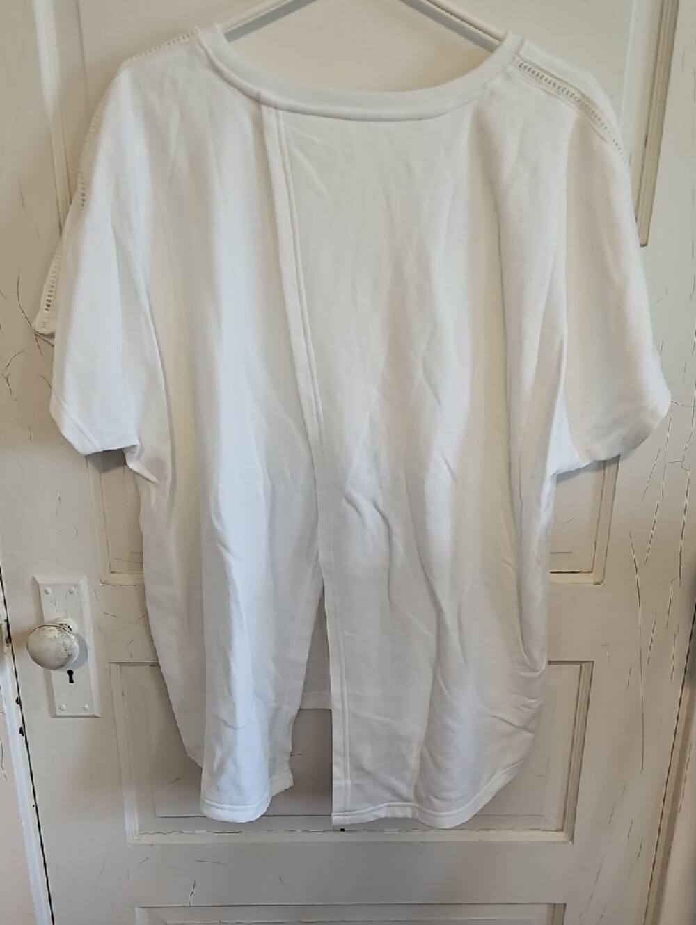 Livi Active White Short Sleeve Sweatshirt with Eyelet Shoulder Detail - Picture 2 of 2